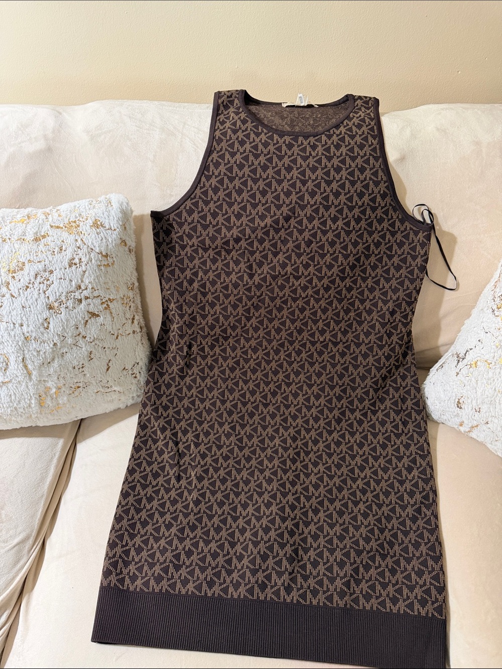 Michael Kors Brown Logo Knit Tank Dress